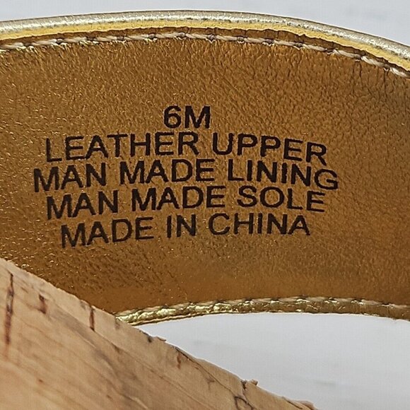 Lilly Pulitzer Bayshore‎ Womens Sandals Cork Gold Metallic Leather Size 6 - Picture 7 of 9